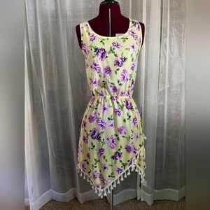 Yellow & purple roses tassel dress by steezyr